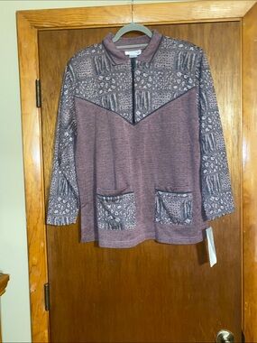 Adolfo Sport  Women’s Vintage Mauve Patterned Pullover Top NWT